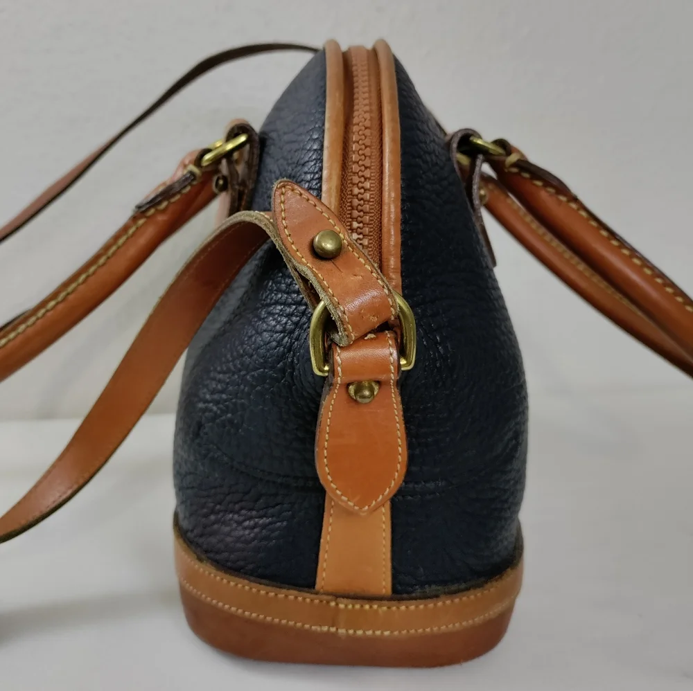 Dooney & Bourke Vintage Norfolk AWL Navy Blue Dome Satchel - Picture 4 of 13